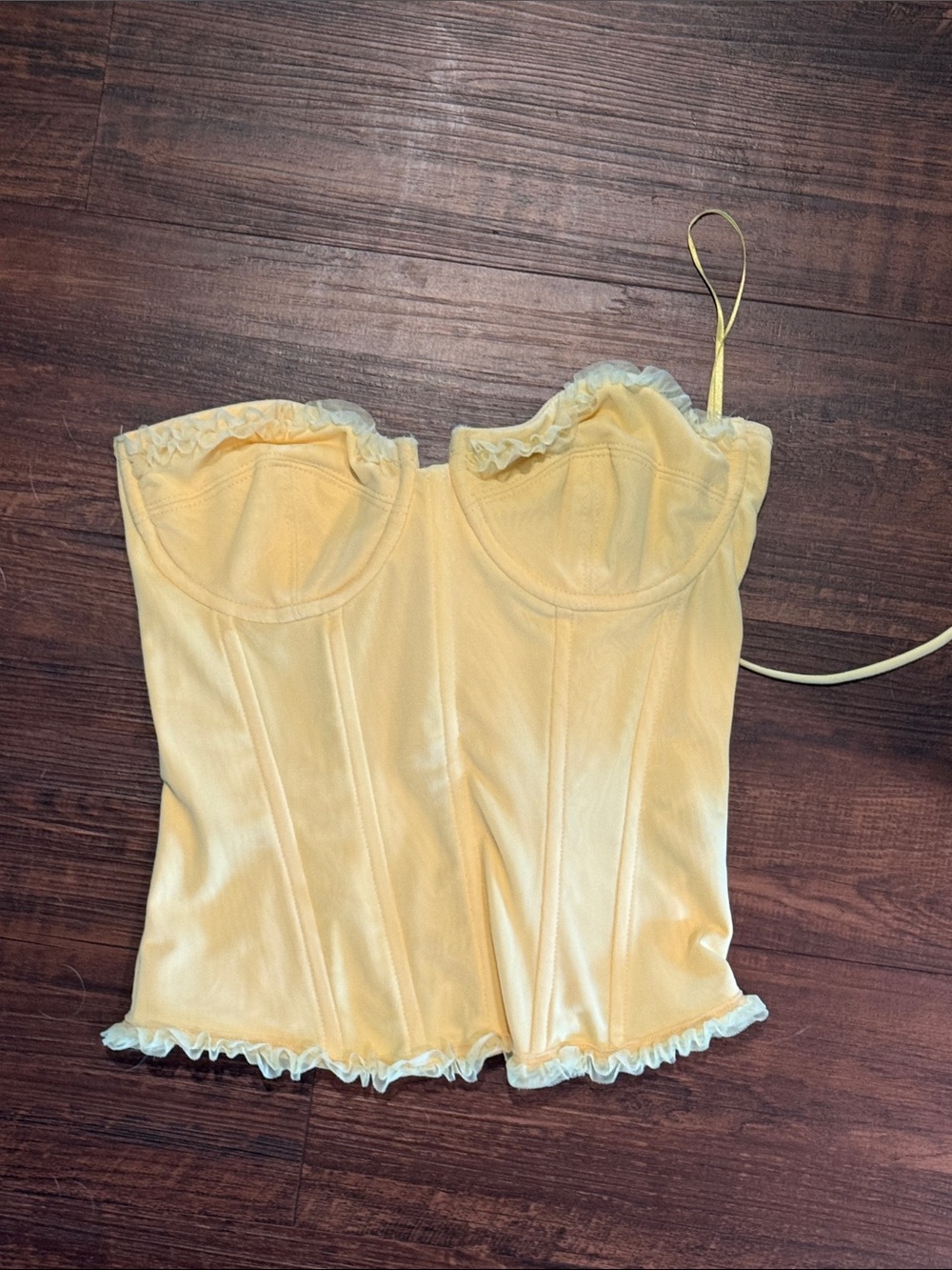 Edikted Pale Yellow Ruffle Bustier Camisole